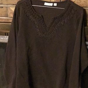 Studio works brown 1X long sleeves top